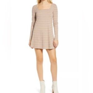 NWT - Vero Moda Striped Long Sleeved Dress - Purple, Brown and Cream sz Med